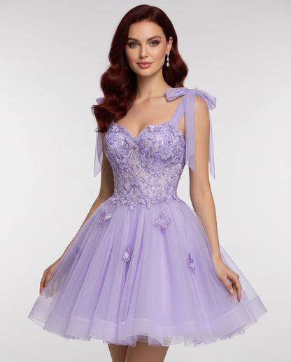 Parthenia Mini Dresses — Purple