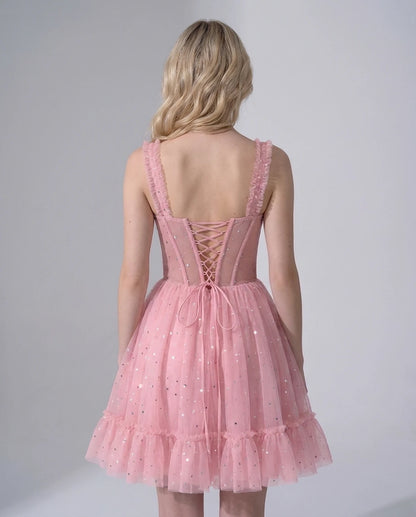 Pastorale Mini Dresses — Pink | SKU: RB-e3adc8-pink-2,RB-e3adc8-pink-4,RB-e3adc8-pink-6,RB-e3adc8-pink-8,RB-e3adc8-pink-10,RB-e3adc8-pink-12,RB-e3adc8-pink-14,RB-e3adc8-pink-16,RB-e3adc8-pink-16W,RB-e3adc8-pink-18W,RB-e3adc8-pink-20W,RB-e3adc8-pink-22W