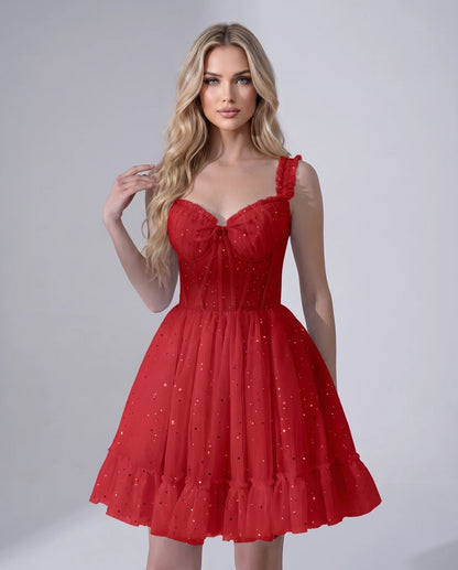Pastorale Mini Dresses — Red