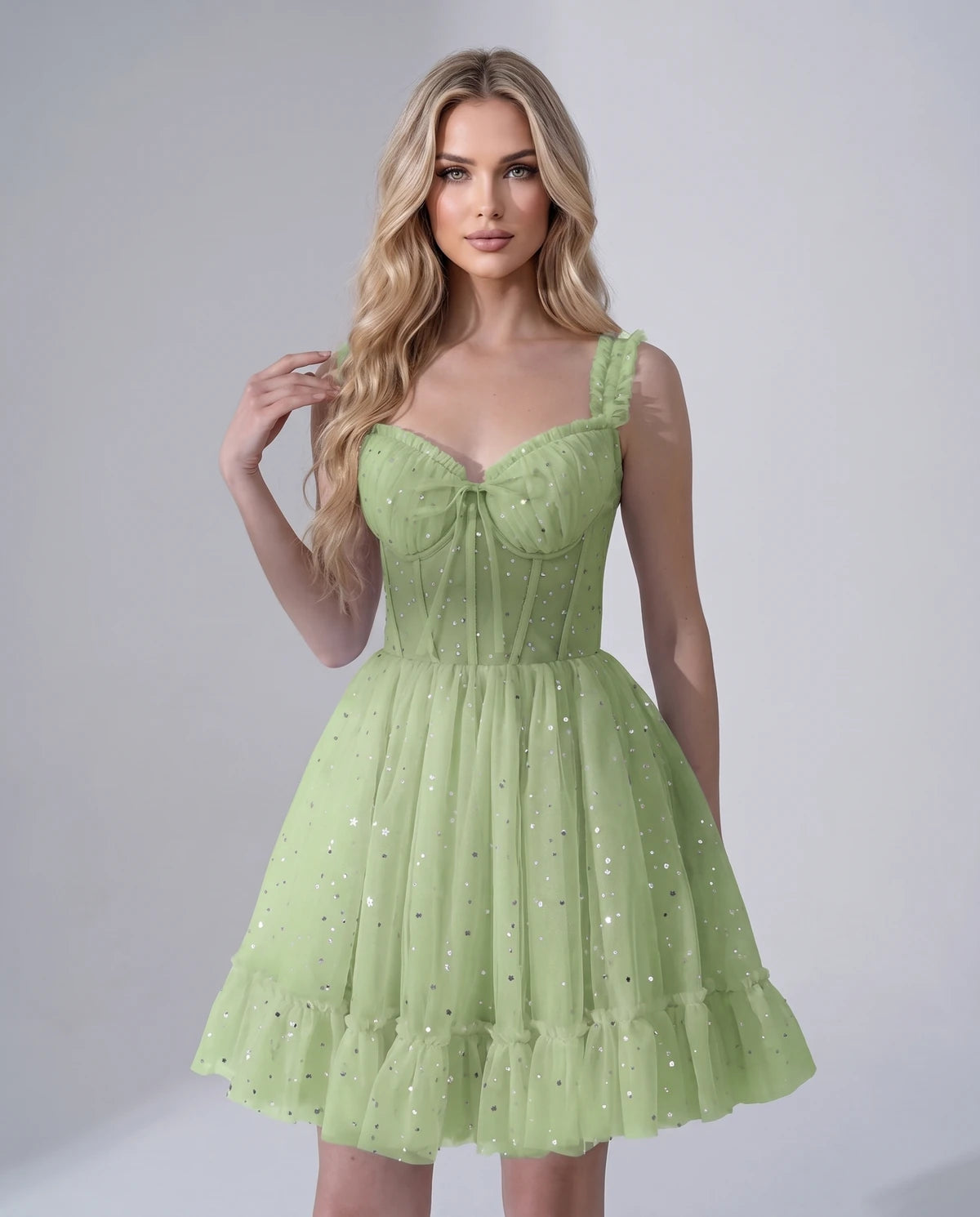 Pastorale Mini Dresses — Sage Green