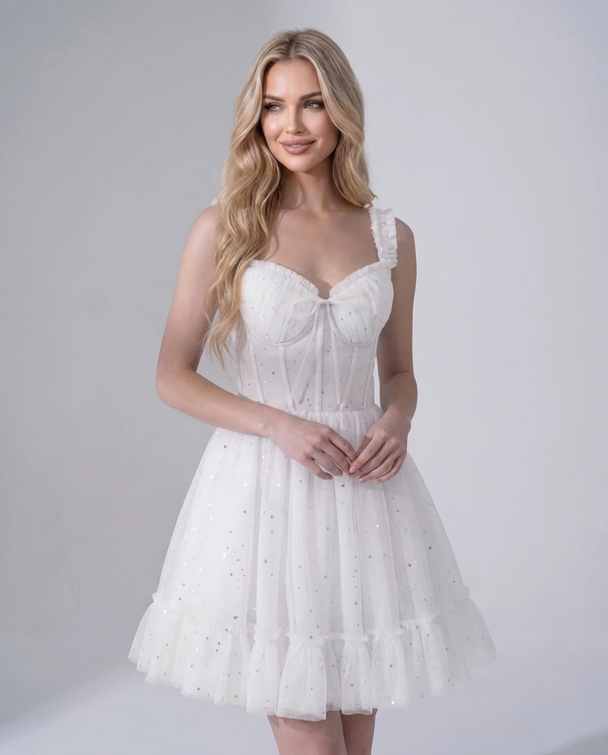 Pastorale Mini Dresses — White | SKU: RB-e3adc8-white-2,RB-e3adc8-white-4,RB-e3adc8-white-6,RB-e3adc8-white-8,RB-e3adc8-white-10,RB-e3adc8-white-12,RB-e3adc8-white-14,RB-e3adc8-white-16,RB-e3adc8-white-16W,RB-e3adc8-white-18W,RB-e3adc8-white-20W,RB-e3adc8-white-22W