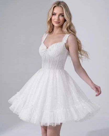 Pastorale Mini Dresses — White | SKU: RB-e3adc8-white-2,RB-e3adc8-white-4,RB-e3adc8-white-6,RB-e3adc8-white-8,RB-e3adc8-white-10,RB-e3adc8-white-12,RB-e3adc8-white-14,RB-e3adc8-white-16,RB-e3adc8-white-16W,RB-e3adc8-white-18W,RB-e3adc8-white-20W,RB-e3adc8-white-22W