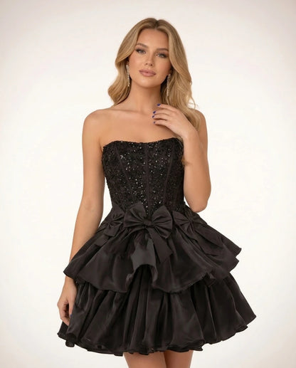 Perpetua Mini Dresses — Black | SKU: RB-115c37-black-2,RB-115c37-black-4,RB-115c37-black-6,RB-115c37-black-8,RB-115c37-black-10,RB-115c37-black-12,RB-115c37-black-14,RB-115c37-black-14W,RB-115c37-black-16,RB-115c37-black-16W,RB-115c37-black-18W,RB-115c37-black-20W