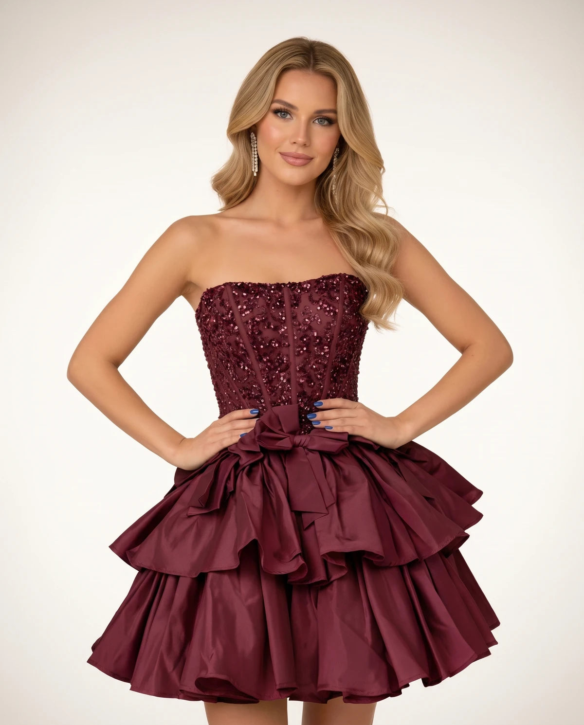Perpetua Mini Dresses — Deep Red