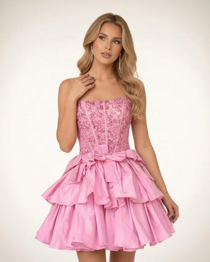 Perpetua Mini Dresses — Pink | SKU: RB-115c37-pink-2,RB-115c37-pink-4,RB-115c37-pink-6,RB-115c37-pink-8,RB-115c37-pink-10,RB-115c37-pink-12,RB-115c37-pink-14,RB-115c37-pink-14W,RB-115c37-pink-16,RB-115c37-pink-16W,RB-115c37-pink-18W,RB-115c37-pink-20W