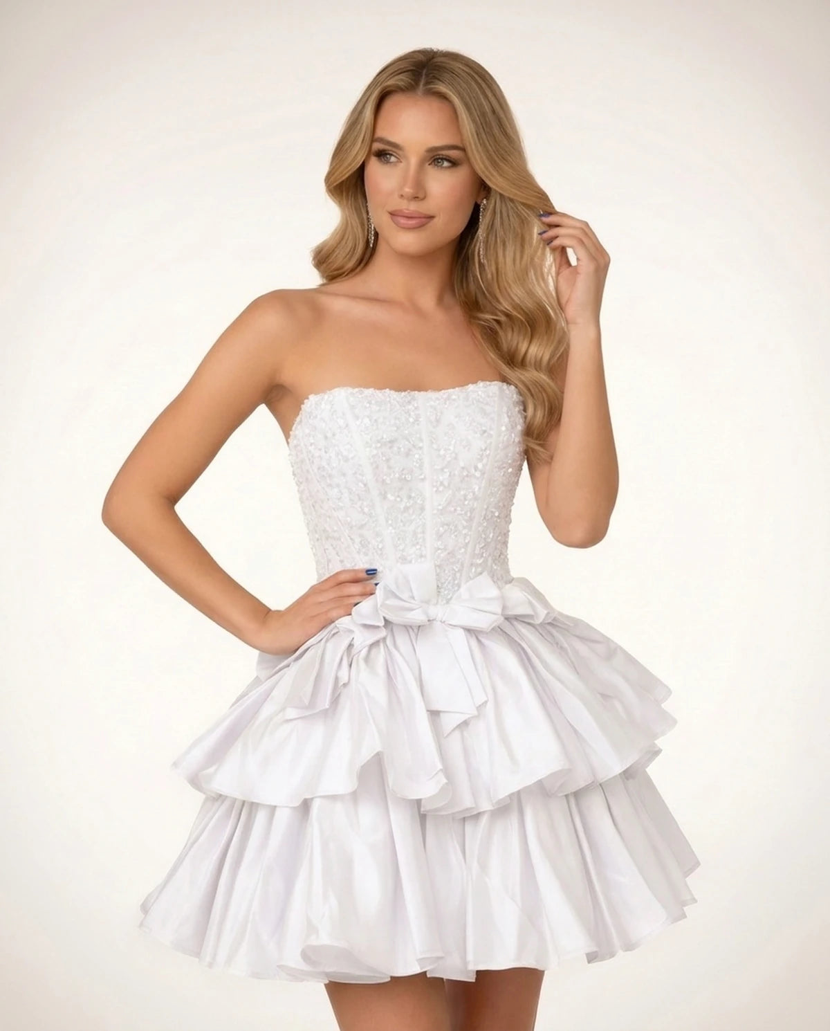 Perpetua Mini Dresses — White | SKU: RB-115c37-white-2,RB-115c37-white-4,RB-115c37-white-6,RB-115c37-white-8,RB-115c37-white-10,RB-115c37-white-12,RB-115c37-white-14,RB-115c37-white-14W,RB-115c37-white-16,RB-115c37-white-16W,RB-115c37-white-18W,RB-115c37-white-20W