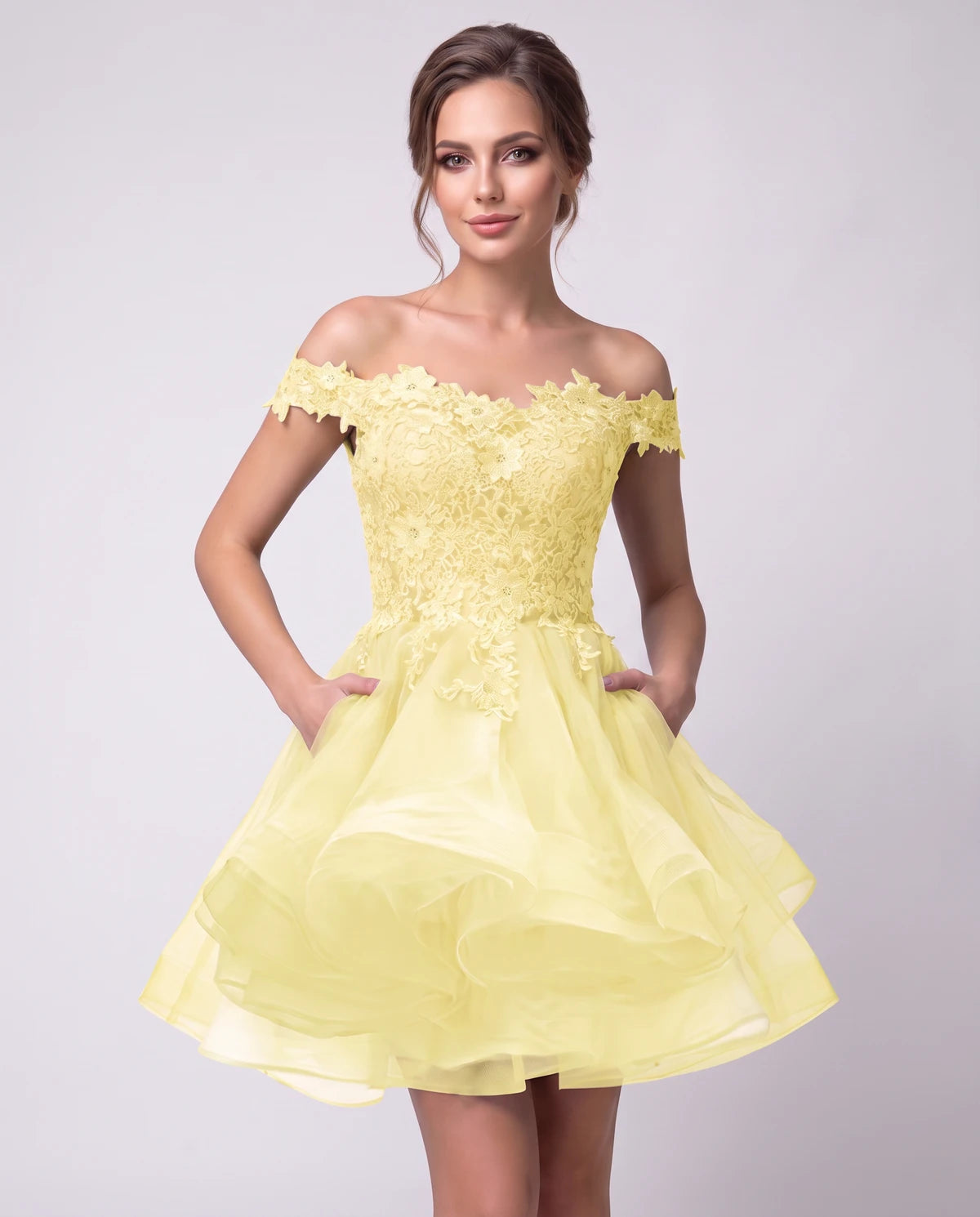 Philippa Mini Dresses — Yellow | SKU: RB-53a8af-yellow-2,RB-53a8af-yellow-4,RB-53a8af-yellow-6,RB-53a8af-yellow-8,RB-53a8af-yellow-10,RB-53a8af-yellow-12,RB-53a8af-yellow-14,RB-53a8af-yellow-14W,RB-53a8af-yellow-16W,RB-53a8af-yellow-18W,RB-53a8af-yellow-20W,RB-53a8af-yellow-22W