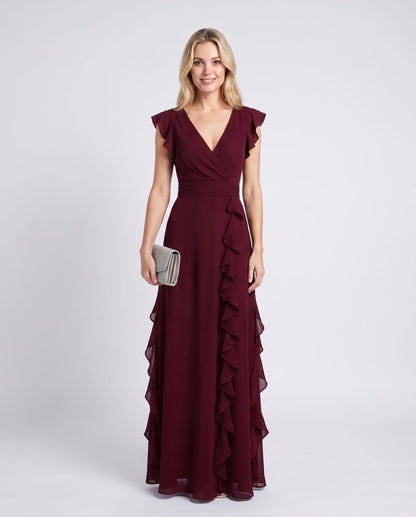 Pierrette Maxi Dresses — Burgundy