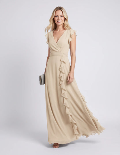 Pierrette Maxi Dresses — Champagne | SKU: RB-3d98d2-champa2e-XS,RB-3d98d2-champa2e-S,RB-3d98d2-champa2e-M,RB-3d98d2-champa2e-L,RB-3d98d2-champa2e-XL,RB-3d98d2-champa2e-2XL