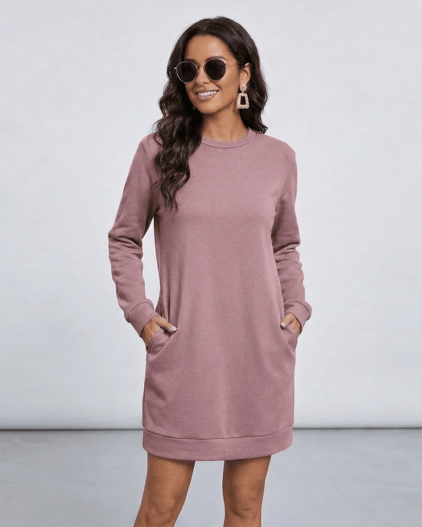 Pila Mini Dress in pink hue, casual style with pockets, perfect for chic outings, by RAMBLION.