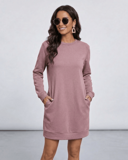 Pila Mini Dress in pink hue, casual style with pockets, perfect for chic outings, by RAMBLION.