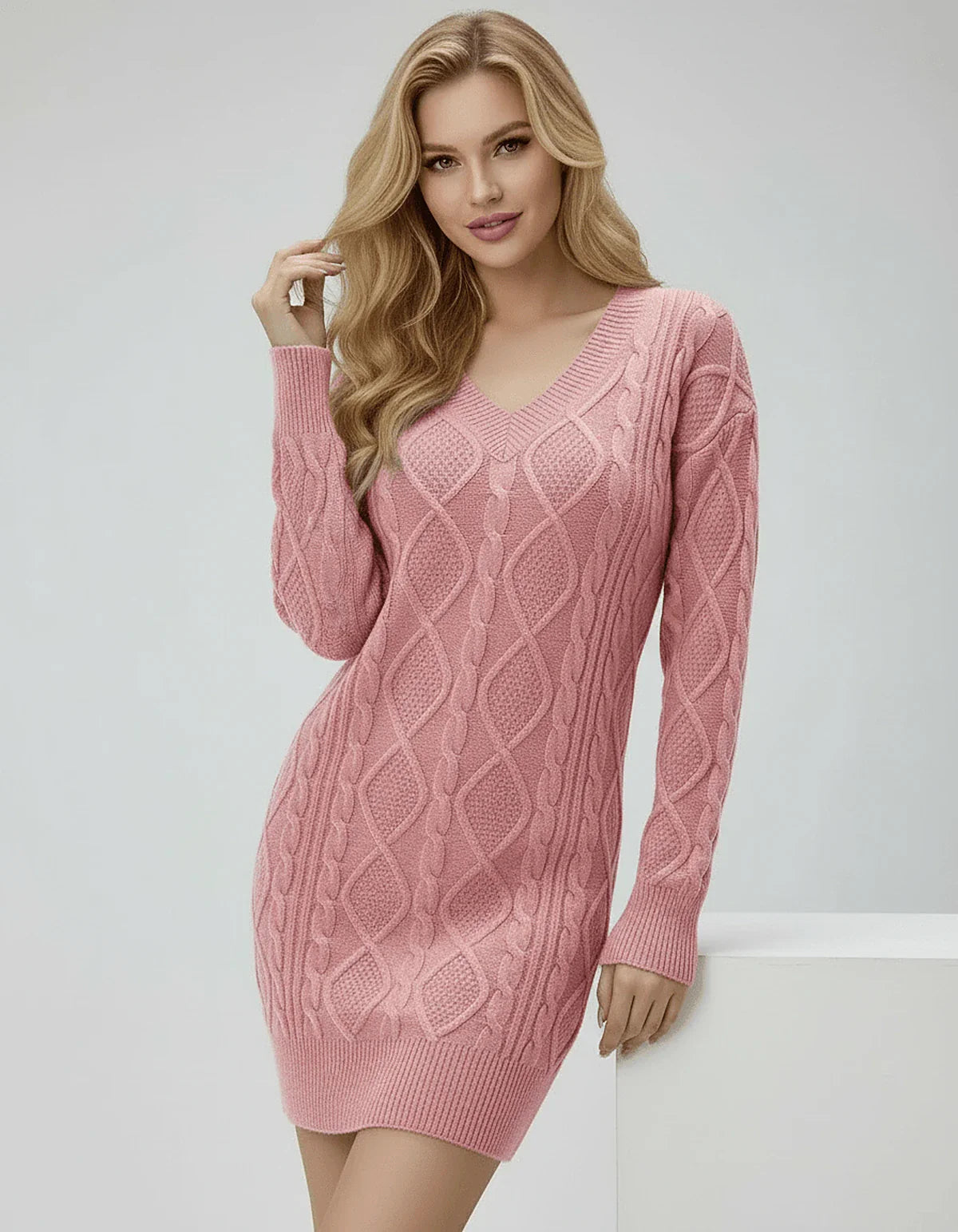 Pink Bodycon V-Neck Sleeveless Mini Dress | Night Out & Guest of Wedding, front view | Ramblion | SKU: DMD-387459102-pink-L-8851,DMD-387459102-pink-M-8152,DMD-387459102-pink-S-9701,DMD-387459102-pink-XL-9533,DMD-387459102-pink-XS-943