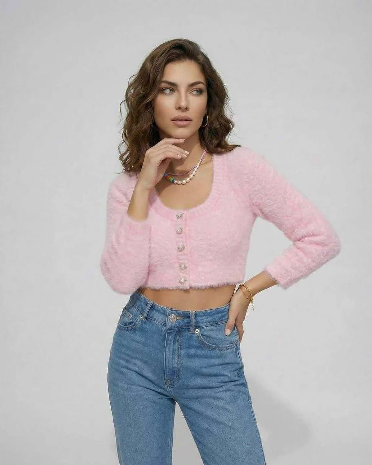 Pink Cardigan, front view | Ramblion | SKU: VC-48291-PINK-L-237,VC-48291-PINK-M-8380,VC-48291-PINK-S-3247,VC-48291-PINK-XL-485,VC-48291-PINK-XS-1469