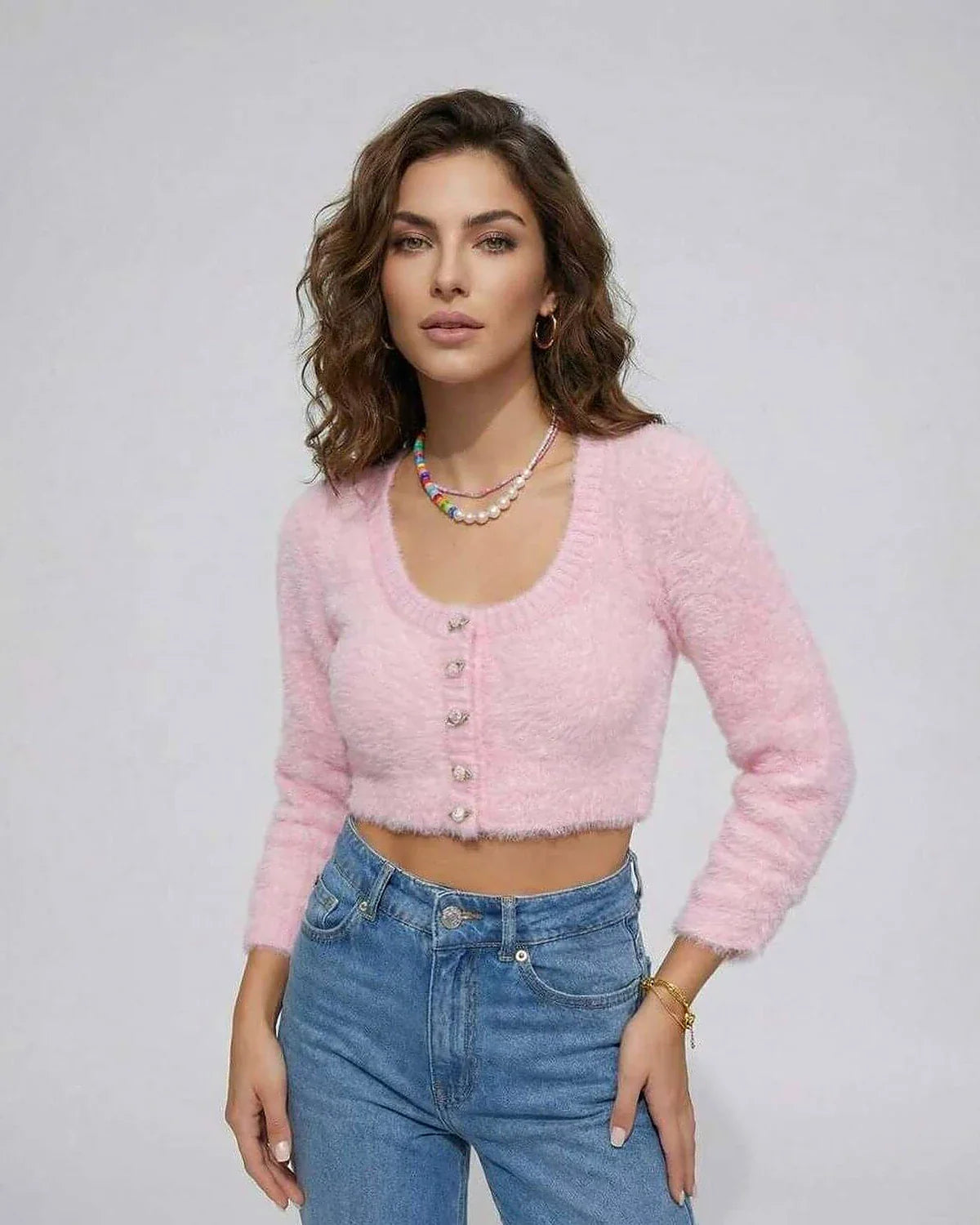 Pink Cardigan, front view | Ramblion | SKU: VC-48291-PINK-L-237,VC-48291-PINK-M-8380,VC-48291-PINK-S-3247,VC-48291-PINK-XL-485,VC-48291-PINK-XS-1469