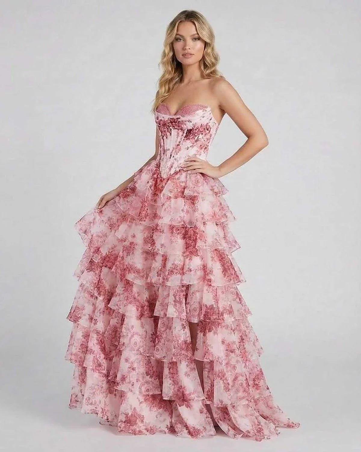 Pink Satin Bodycon Strapless Maxi Dress | Wedding Guest, front view | Ramblion | SKU: MMX-582736491-pink-L-8999,MMX-582736491-pink-M-5417,MMX-582736491-pink-S-2934,MMX-582736491-pink-XL-1480,MMX-582736491-pink-XS-6353