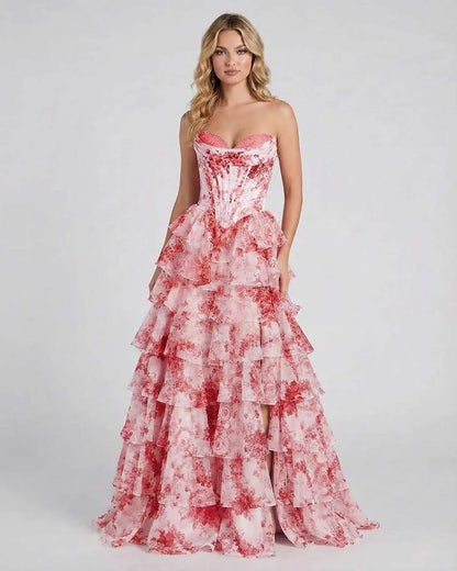 Pink Satin Gown Strapless Maxi Dress | Guest of Wedding, front view | Ramblion | SKU: RMX-583729461-pink-L-4381,RMX-583729461-pink-M-5300,RMX-583729461-pink-S-8725,RMX-583729461-pink-XL-5590,RMX-583729461-pink-XS-7410