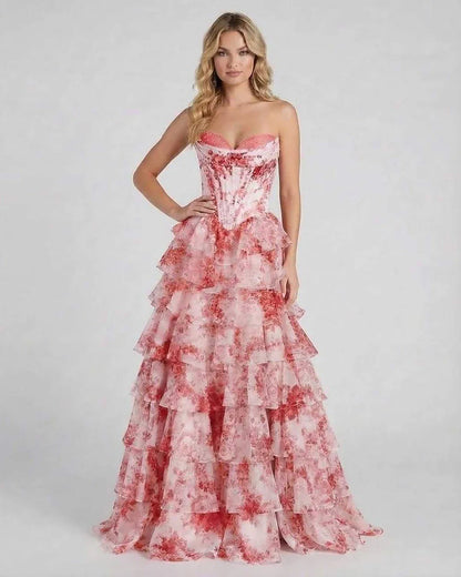 Pink Satin Gown Strapless Maxi Dress | Guest of Wedding, front view | Ramblion | SKU: RMX-583729461-pink-L-4381,RMX-583729461-pink-M-5300,RMX-583729461-pink-S-8725,RMX-583729461-pink-XL-5590,RMX-583729461-pink-XS-7410
