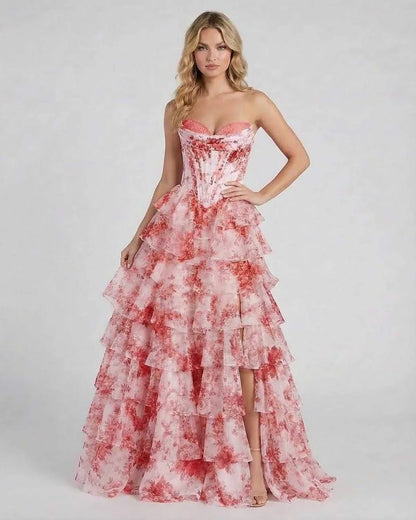 Pink Satin Gown Strapless Maxi Dress | Guest of Wedding, front view | Ramblion | SKU: RMX-583729461-pink-L-4381,RMX-583729461-pink-M-5300,RMX-583729461-pink-S-8725,RMX-583729461-pink-XL-5590,RMX-583729461-pink-XS-7410
