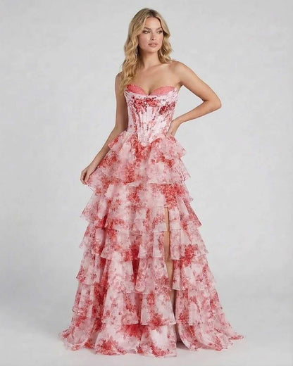 Pink Satin Gown Strapless Maxi Dress | Guest of Wedding, front view | Ramblion | SKU: RMX-583729461-pink-L-4381,RMX-583729461-pink-M-5300,RMX-583729461-pink-S-8725,RMX-583729461-pink-XL-5590,RMX-583729461-pink-XS-7410
