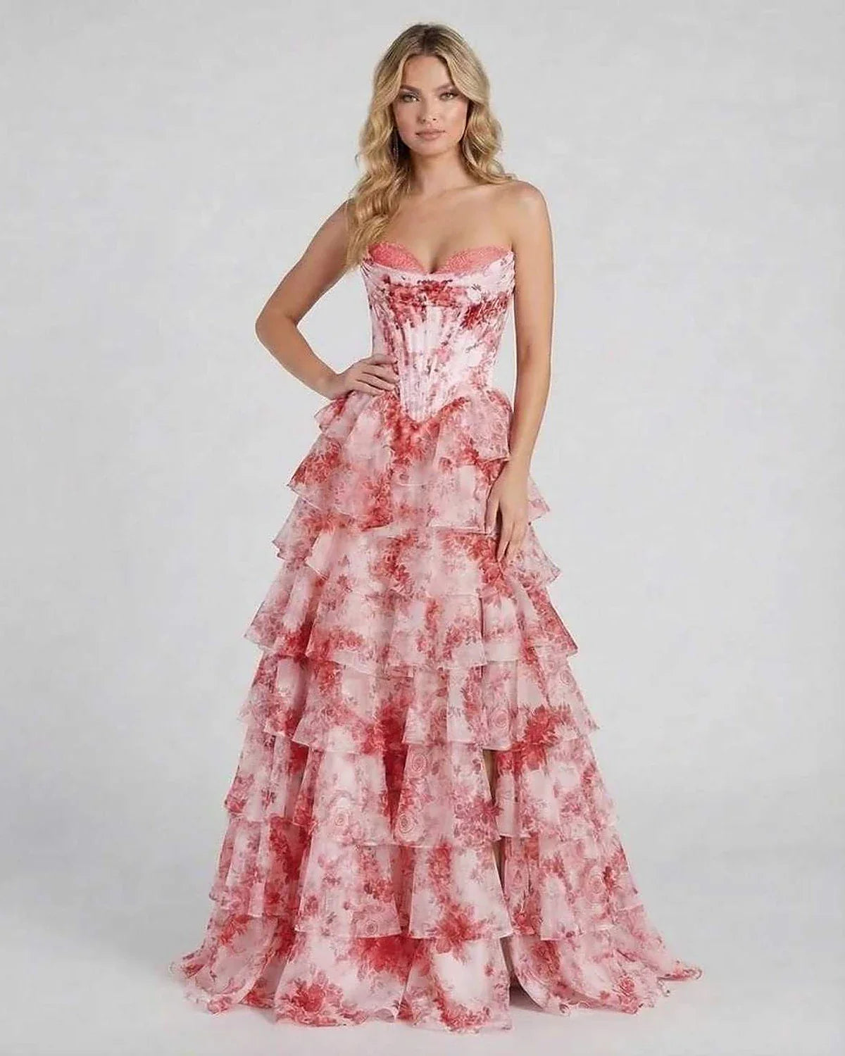 Pink Satin Gown Strapless Maxi Dress | Guest of Wedding, front view | Ramblion | SKU: RMX-583729461-pink-L-4381,RMX-583729461-pink-M-5300,RMX-583729461-pink-S-8725,RMX-583729461-pink-XL-5590,RMX-583729461-pink-XS-7410