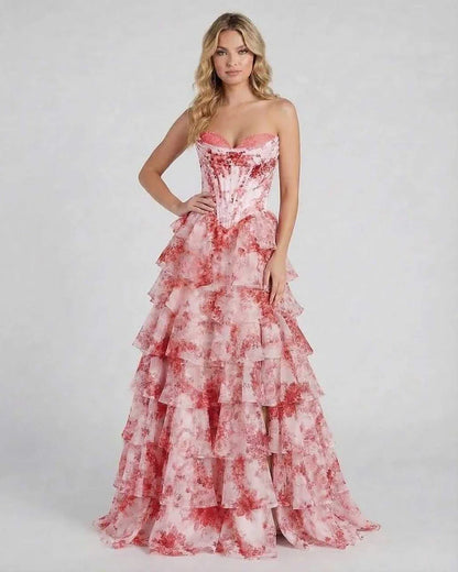 Pink Satin Gown Strapless Maxi Dress | Guest of Wedding, front view | Ramblion | SKU: RMX-583729461-pink-L-4381,RMX-583729461-pink-M-5300,RMX-583729461-pink-S-8725,RMX-583729461-pink-XL-5590,RMX-583729461-pink-XS-7410