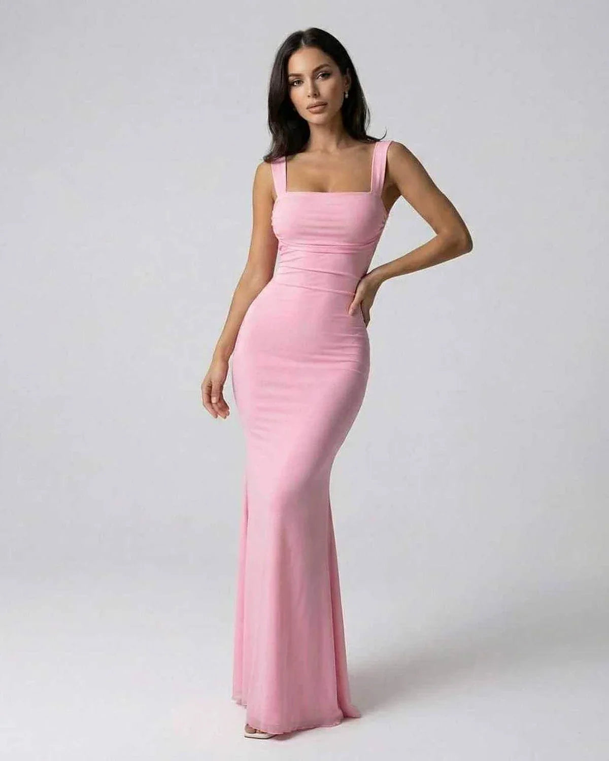 Pink Slip Round Neck Sleeveless Maxi Dress | Black-Tie Events, front view | Ramblion | SKU: BMD-482736195-pink-L-5694,BMD-482736195-pink-M-9374,BMD-482736195-pink-S-6177,BMD-482736195-pink-XL-9769,BMD-482736195-pink-XS-4150