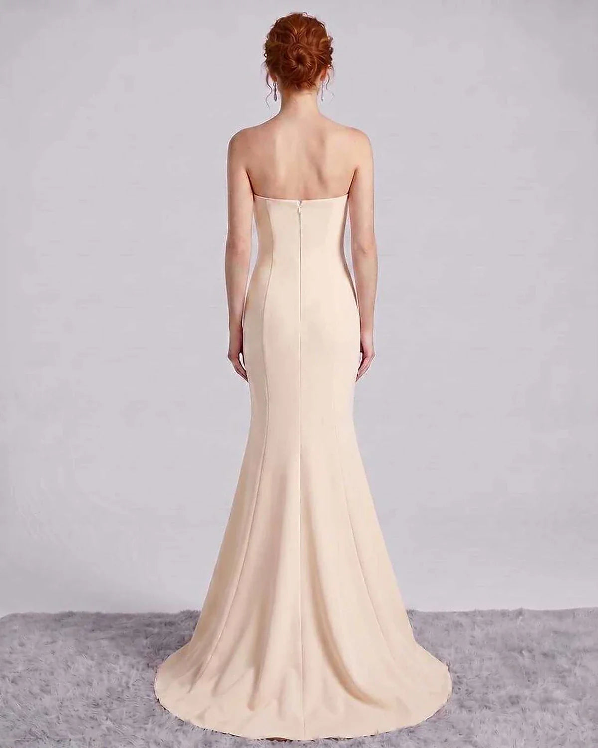 Pink,white,red,black,purple,yellow,beige,blue Mermaid Asymmetric Sleeveless Maxi Dress | Formal Events & Celebrations, back v | SKU: RB-9C7BF8-BEIGE-L,RB-9C7BF8-BEIGE-M,RB-9C7BF8-BEIGE-S,RB-9C7BF8-BEIGE-XL,RB-9C7BF8-BEIGE-XS
