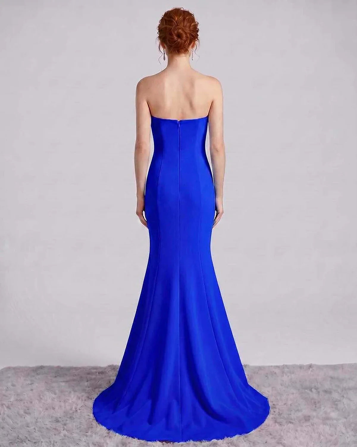 Pink,white,red,black,purple,yellow,beige,blue Mermaid Asymmetric Sleeveless Maxi Dress | Formal Events & Celebrations, back v | SKU: RB-9C7BF8-BLUE-L,RB-9C7BF8-BLUE-M,RB-9C7BF8-BLUE-S,RB-9C7BF8-BLUE-XL,RB-9C7BF8-BLUE-XS
