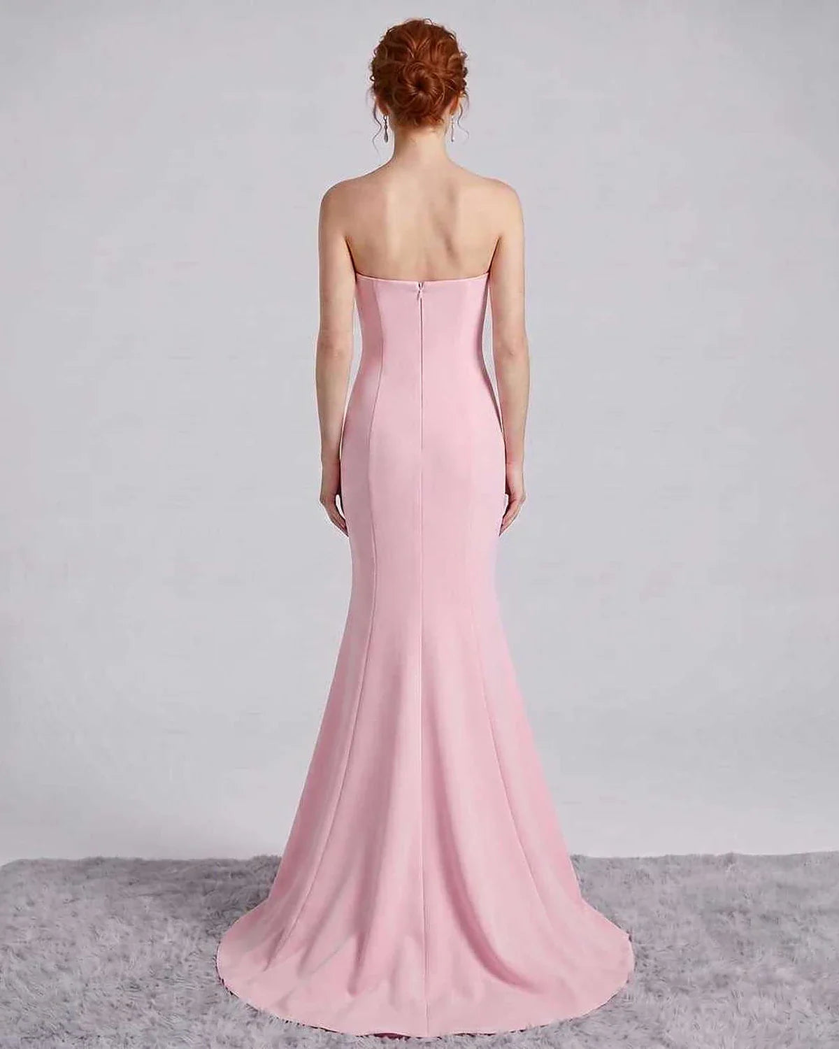 Pink,white,red,black,purple,yellow,beige,blue Mermaid Asymmetric Sleeveless Maxi Dress | Formal Events & Celebrations, back v | SKU: RB-9C7BF8-PINK-L,RB-9C7BF8-PINK-M,RB-9C7BF8-PINK-S,RB-9C7BF8-PINK-XL,RB-9C7BF8-PINK-XS