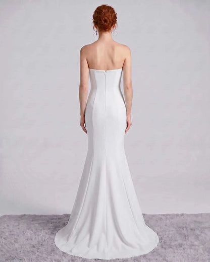 Pink,white,red,black,purple,yellow,beige,blue Mermaid Asymmetric Sleeveless Maxi Dress | Formal Events & Celebrations, back v | SKU: RB-9C7BF8-WHITE-L,RB-9C7BF8-WHITE-M,RB-9C7BF8-WHITE-S,RB-9C7BF8-WHITE-XL,RB-9C7BF8-WHITE-XS