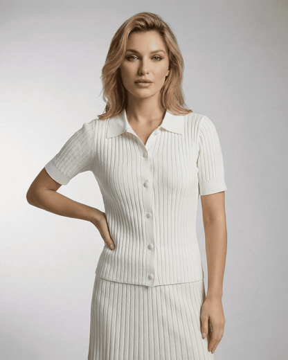Positano Polo by RAMBLION, a white cotton short-sleeve polo for versatile occasions, offering comfort and style.