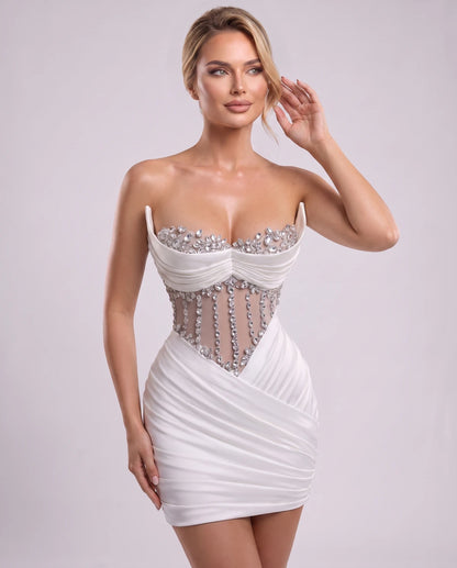 Primrose Mini Dresses — White | SKU: RB-6cf4e9-white-2,RB-6cf4e9-white-4,RB-6cf4e9-white-6,RB-6cf4e9-white-8,RB-6cf4e9-white-10,RB-6cf4e9-white-12,RB-6cf4e9-white-14,RB-6cf4e9-white-14W,RB-6cf4e9-white-16,RB-6cf4e9-white-16W,RB-6cf4e9-white-18,RB-6cf4e9-white-20W