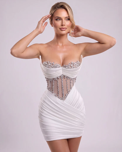 Primrose Mini Dresses — White | SKU: RB-6cf4e9-white-2,RB-6cf4e9-white-4,RB-6cf4e9-white-6,RB-6cf4e9-white-8,RB-6cf4e9-white-10,RB-6cf4e9-white-12,RB-6cf4e9-white-14,RB-6cf4e9-white-14W,RB-6cf4e9-white-16,RB-6cf4e9-white-16W,RB-6cf4e9-white-18,RB-6cf4e9-white-20W