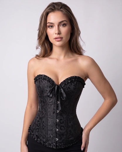 Provence Corset Top — Black | SKU: RB-49f383-black-XS,RB-49f383-black-S,RB-49f383-black-M,RB-49f383-black-L,RB-49f383-black-XL,RB-49f383-black-2XL