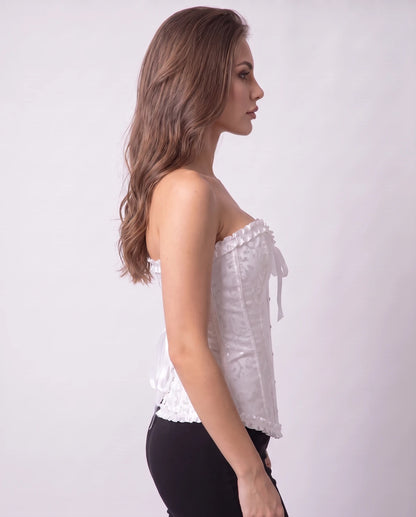 Provence Corset Top — White | SKU: RB-49f383-white-XS,RB-49f383-white-S,RB-49f383-white-M,RB-49f383-white-L,RB-49f383-white-XL,RB-49f383-white-2XL