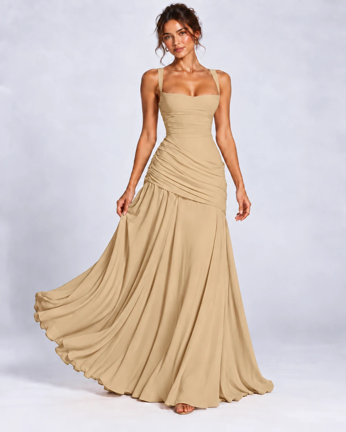 Quiterie Maxi Dresses — Khaki | SKU: RB-8b66e2-khaki-XS,RB-8b66e2-khaki-S,RB-8b66e2-khaki-M,RB-8b66e2-khaki-L,RB-8b66e2-khaki-XL