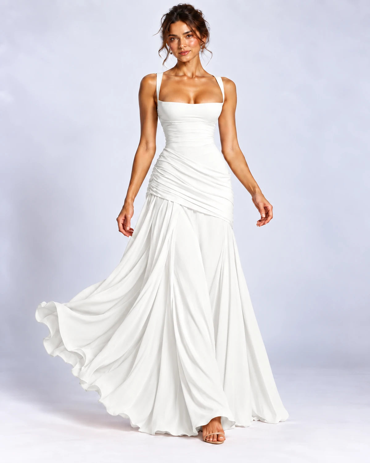Quiterie Maxi Dresses — White | SKU: RB-8b66e2-white-XS,RB-8b66e2-white-S,RB-8b66e2-white-M,RB-8b66e2-white-L,RB-8b66e2-white-XL
