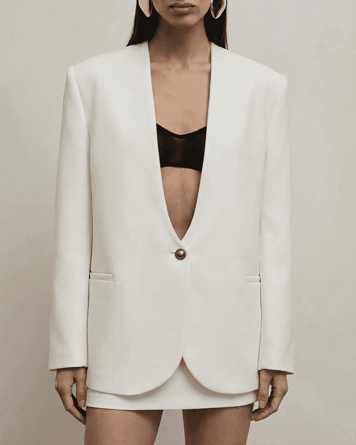 Rala Blazer by RAMBLION, women's stylish white blazer featuring V neck, tailored fit for modern elegance.