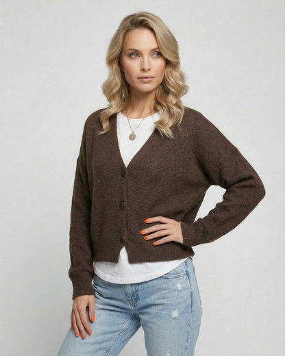 Brown Cardigan, front view | Ramblion | SKU: TC-827361945-brown-L-4940,TC-827361945-brown-M-2443,TC-827361945-brown-S-2471,TC-827361945-brown-XL-4582,TC-827361945-brown-XS-5385