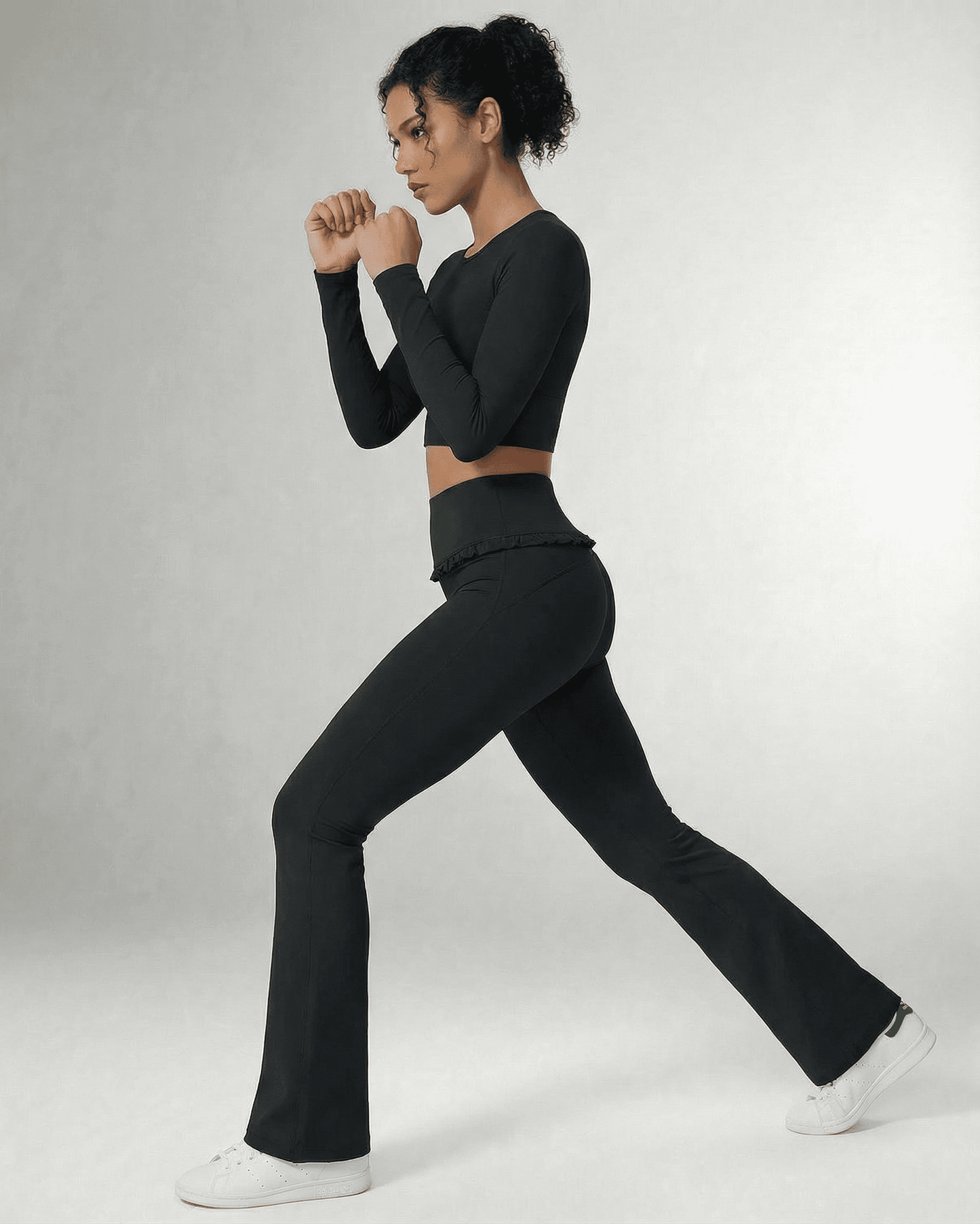 Macy Leggings by RAMBLION, high-waisted, comfortable black flare leggings perfect for workouts and daily errands.