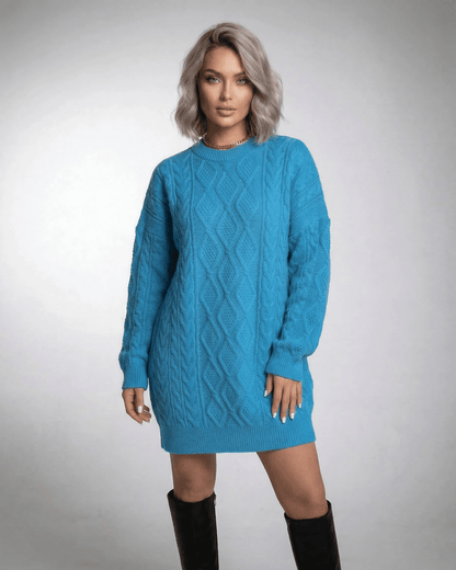Mira Mini Dress by RAMBLION, vibrant blue, cozy polyester blend, casual style, perfect for every occasion.