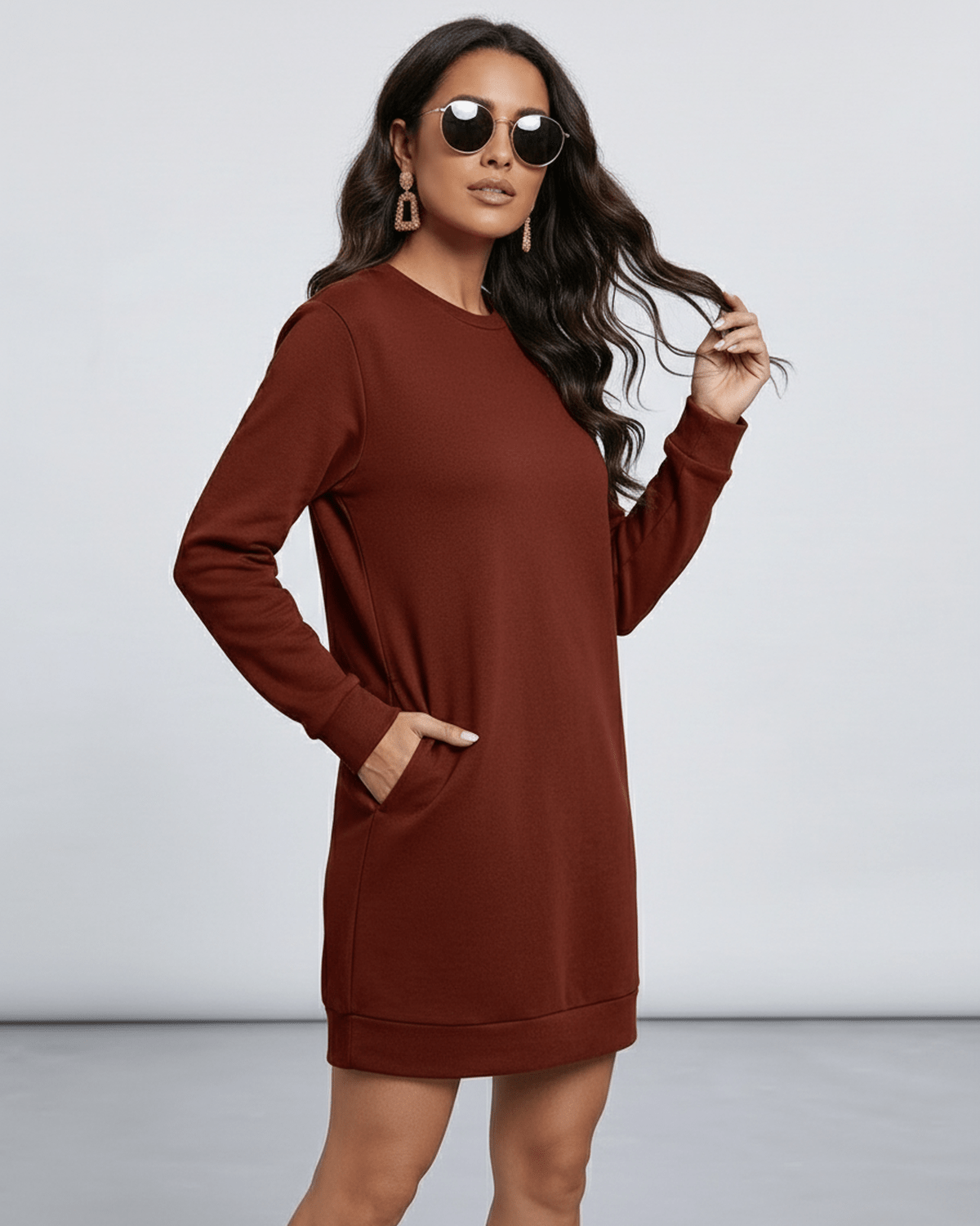 Linn Mini Dress in red, soft cotton blend, casual chic style perfect for outings, RAMBLION brand.