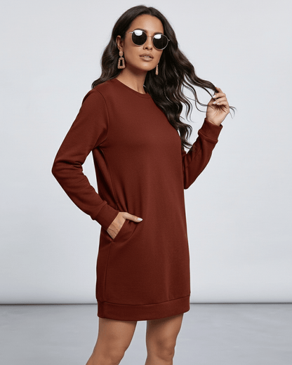Linn Mini Dress in red, soft cotton blend, casual chic style perfect for outings, RAMBLION brand.