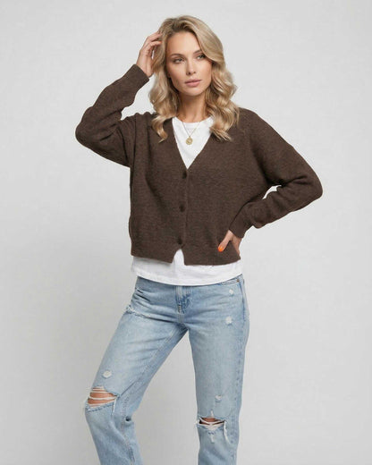 Brown Cardigan, front view | Ramblion | SKU: TC-827361945-brown-L-4940,TC-827361945-brown-M-2443,TC-827361945-brown-S-2471,TC-827361945-brown-XL-4582,TC-827361945-brown-XS-5385