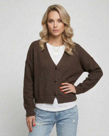 Brown Cardigan, front view | Ramblion | SKU: TC-827361945-brown-L-4940,TC-827361945-brown-M-2443,TC-827361945-brown-S-2471,TC-827361945-brown-XL-4582,TC-827361945-brown-XS-5385