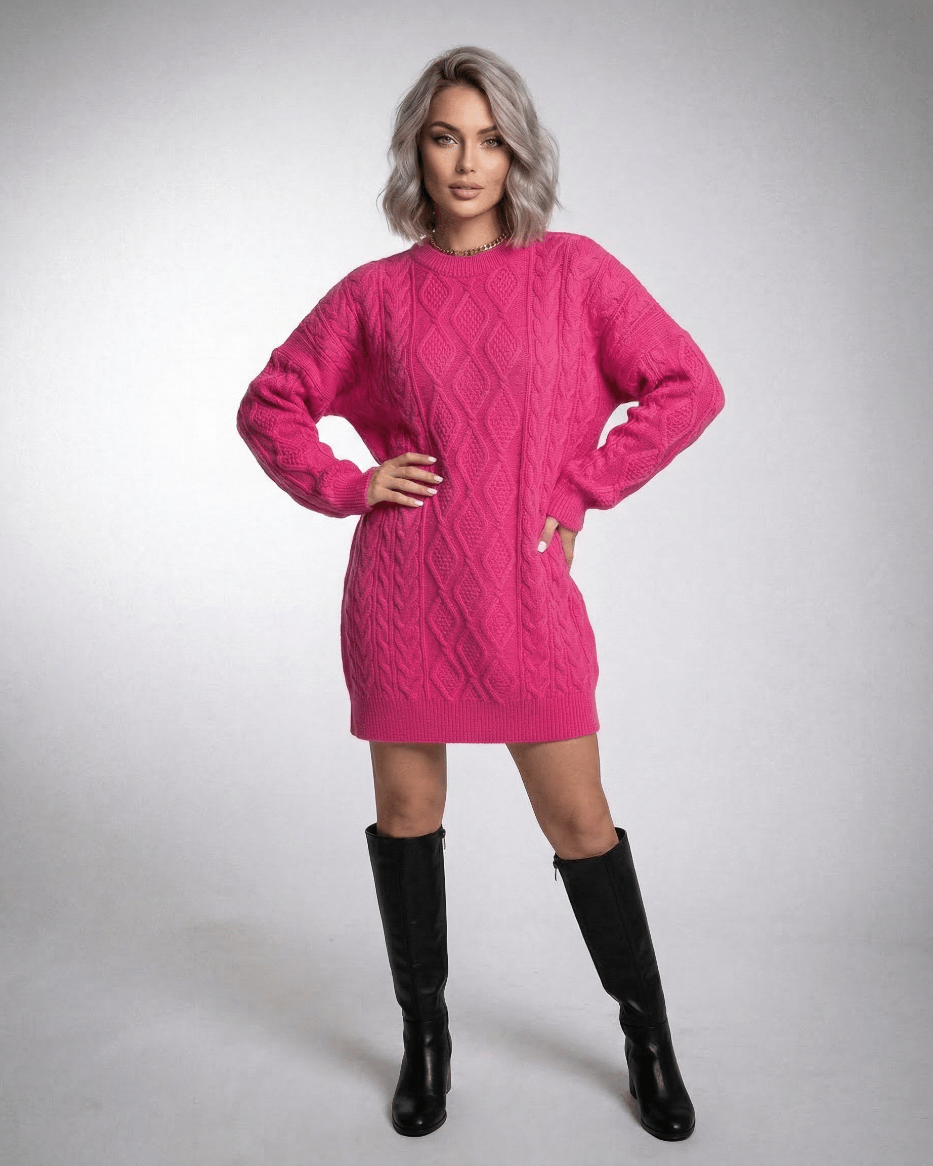 Espy Mini Dress in vibrant pink, featuring woven texture and relaxed silhouette, perfect for casual occasions by RAMBLION.