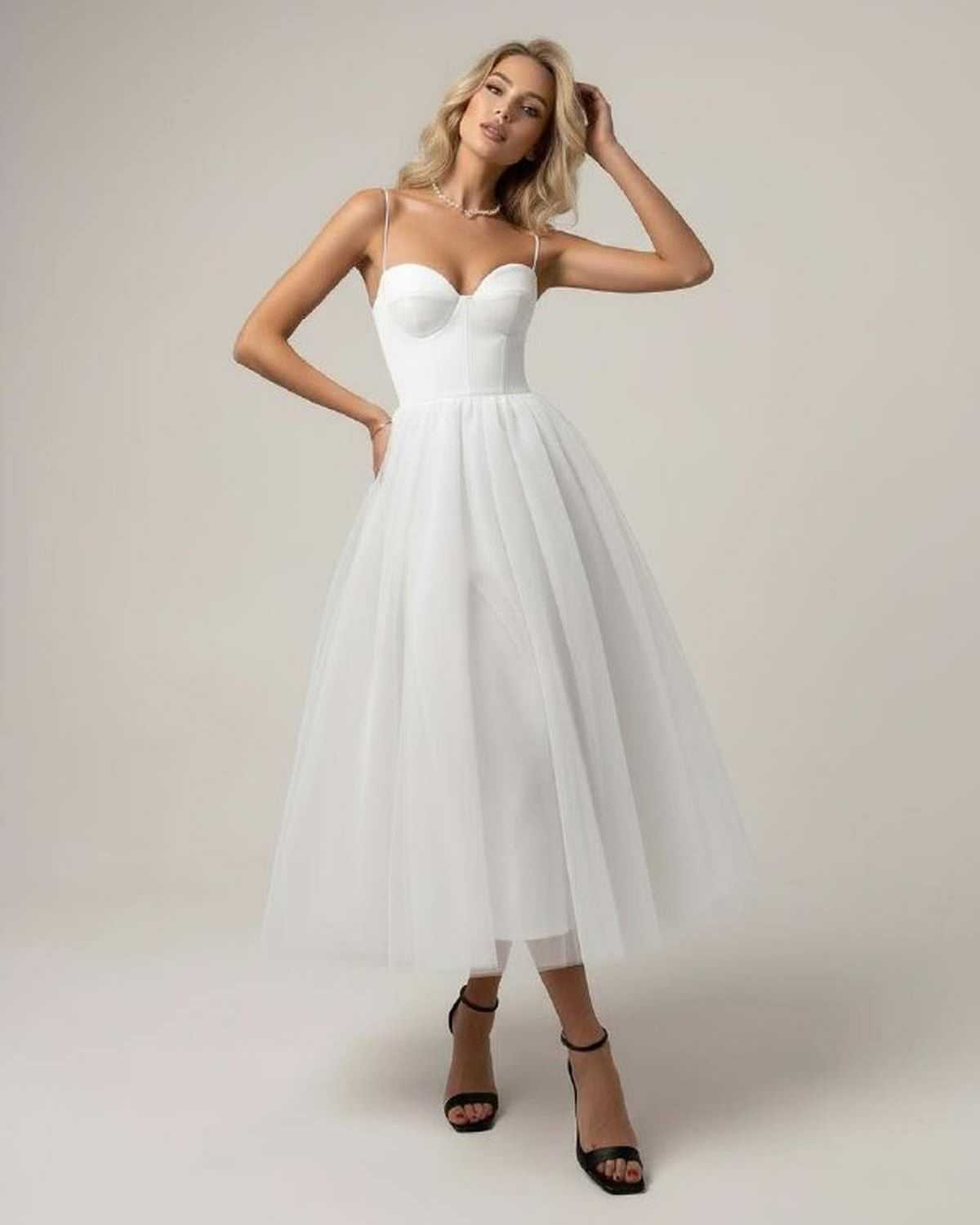 White Tulle Bodycon Sweetheart Sleeveless Midi Dress | Formal Events, Celebrations, Wedding Season & Day-to-Night, front view | SKU: AMD-593847261-white-L-8388,AMD-593847261-white-M-4823,AMD-593847261-white-S-2594,AMD-593847261-white-XL-9387,AMD-593847261-white-XS-4250