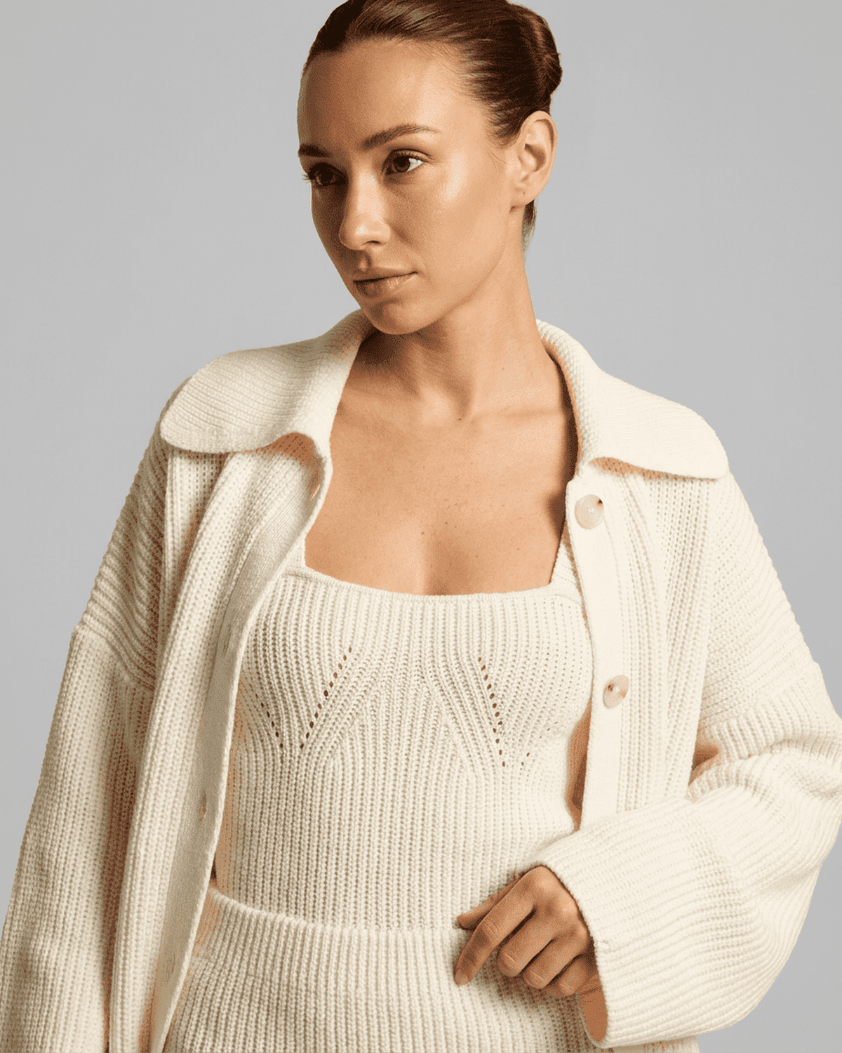Ivory Cotton Bodycon Round Neck Sleeveless Mini Dress | Gala Nights, Party Nights & Casual Outings, front view | Ramblion | SKU: EMD-48291-ivory-L-4801-2906,EMD-48291-ivory-M-9403-6839,EMD-48291-ivory-S-6830-6519,EMD-48291-ivory-XL-4779-9813,EMD-48291-ivory-XS-4833-9209