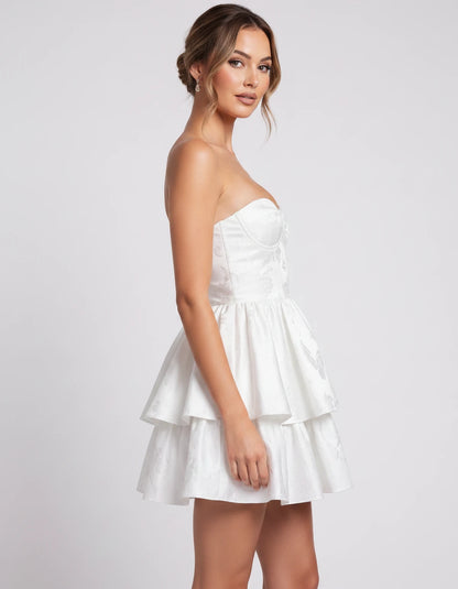 Ramona Mini Dresses — White | SKU: RB-8f75ca-white-2,RB-8f75ca-white-4,RB-8f75ca-white-6,RB-8f75ca-white-8,RB-8f75ca-white-10,RB-8f75ca-white-12,RB-8f75ca-white-14,RB-8f75ca-white-16,RB-8f75ca-white-16W,RB-8f75ca-white-18W,RB-8f75ca-white-20W,RB-8f75ca-white-22W