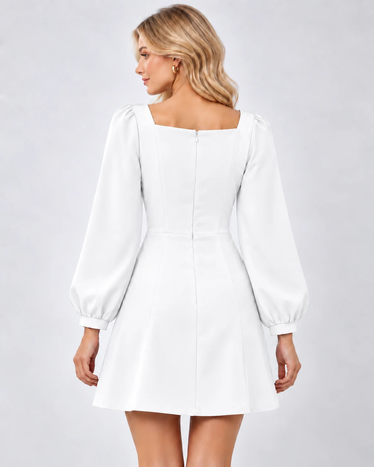 Ravenna Mini Dresses — White | SKU: RB-39e404-white-XS,RB-39e404-white-S,RB-39e404-white-M,RB-39e404-white-L,RB-39e404-white-XL,RB-39e404-white-2XL
